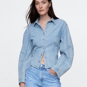 GAP Light Blue Denim Barrel Sleeve Shirt